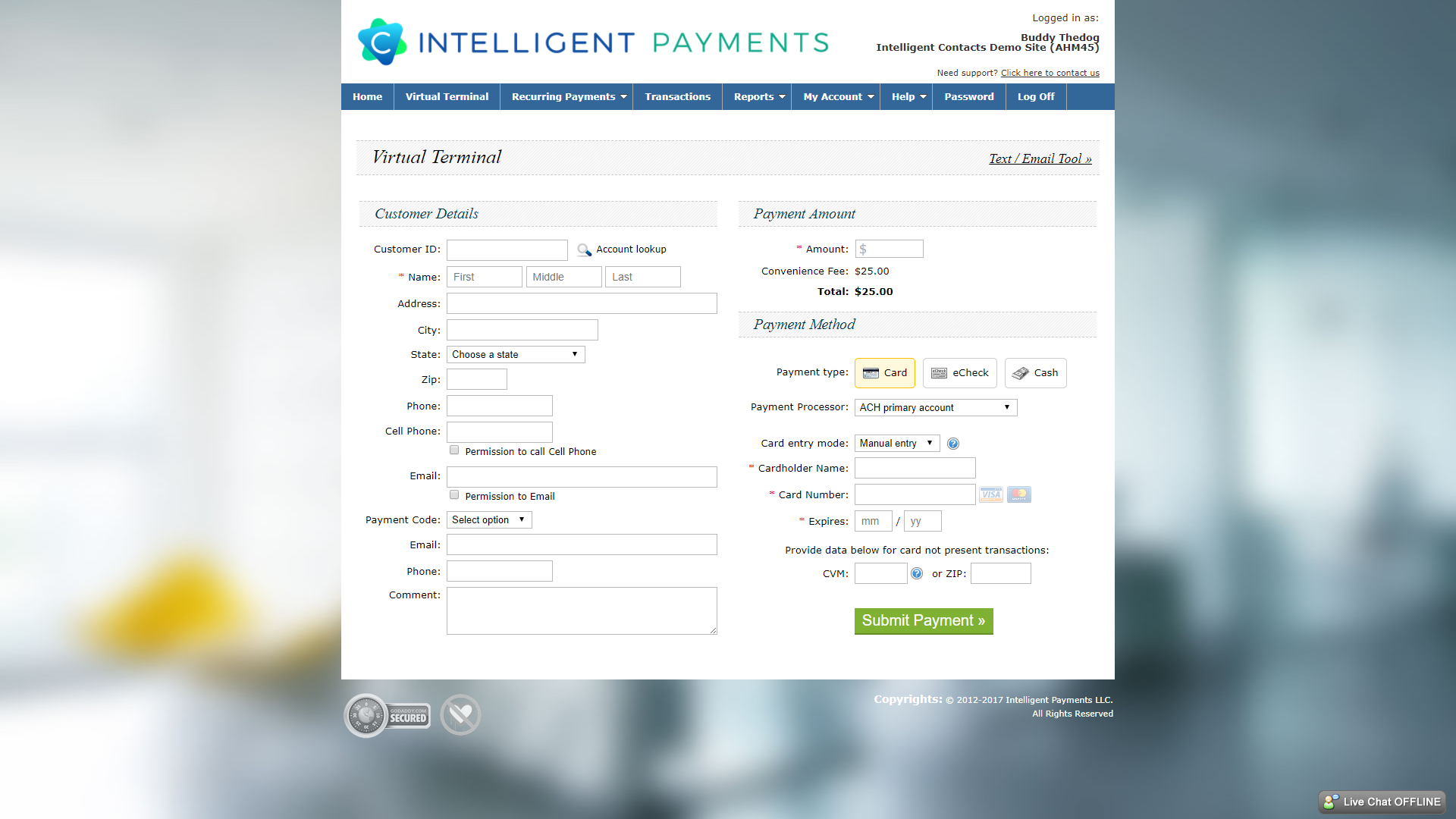 Take advantage of capturing, approving and processing payments in one place.